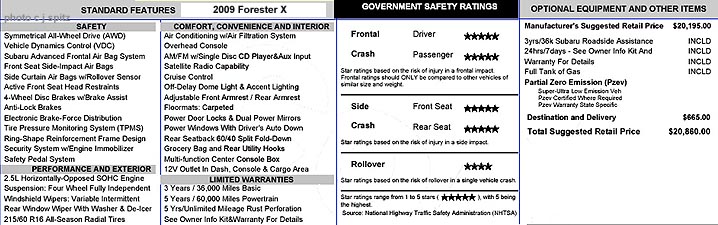 2009 Forester X window sticker