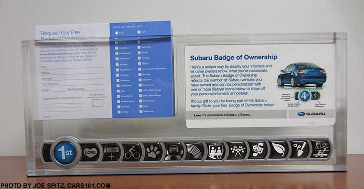 2011 Subaru Badge Of Ownership dealer counter display