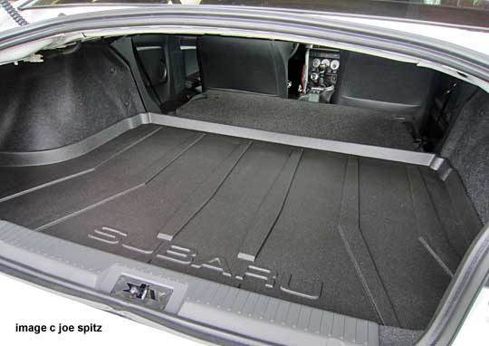 subaru brz option trunk cargo tray, shown with rear seat down