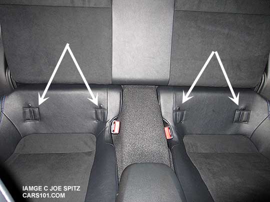 Subaru BRZ has 2 sets (4) child seat LATCH lower anchors, and two upper tethers