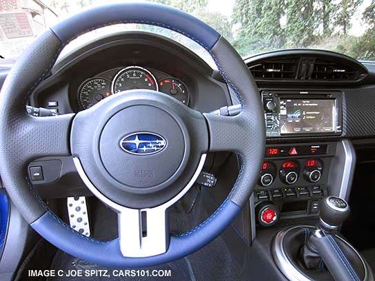 BRZ series.blue steering wheel, blue and black leather, blue stitching