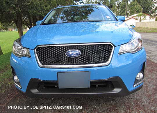 2016 Subaru Crosstrek optional front Sport Grill, available on 2.0i models. Shown on a HyperBlue car.