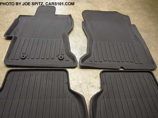 closeup of the optional Subaru rubber high sided floor liners, set of 4