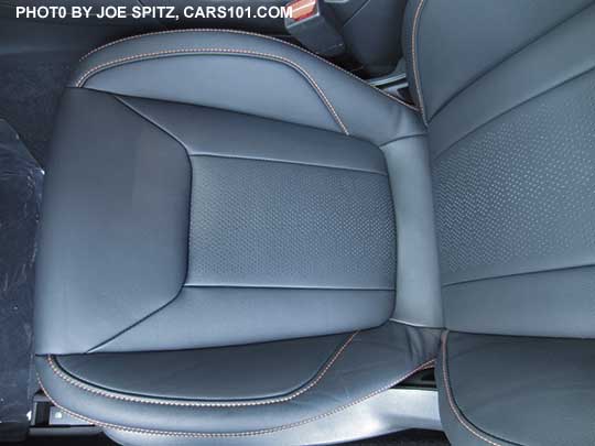2019 Subaru Crosstrek Limited black leather with orange stitching, drivers seat cushion shown