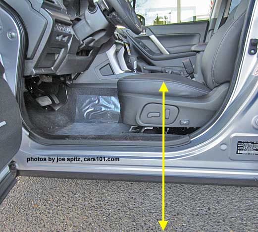 2015, 2014 forester driver's seat is height adjustable, shown at lowest position