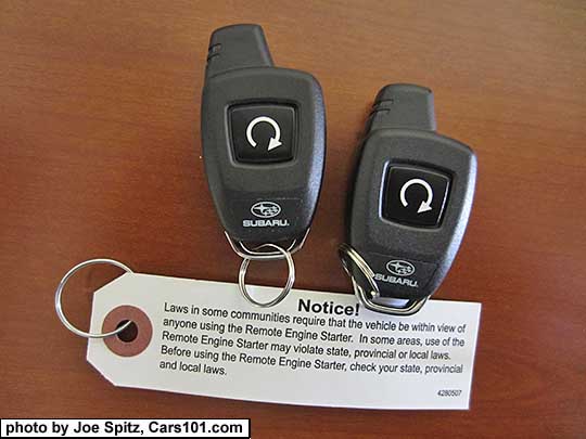 2018 and 2017 Subaru Forester optional two remote
                  engine start long range fobs.