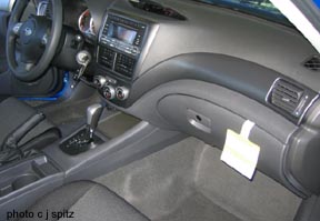 WRX interior, from passenger side, gray cloth