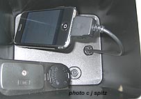optional iPod input plug, shown with iphone