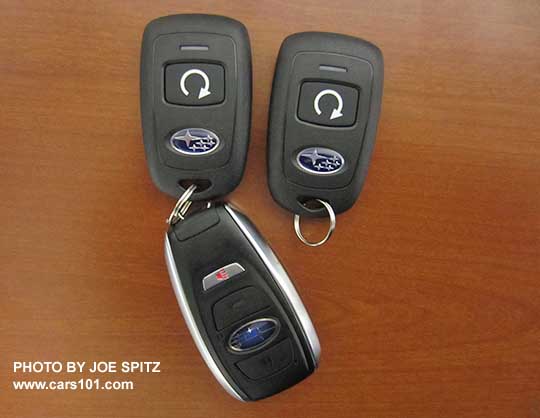 optional 2017 Subaru Impreza long-range remote start fobs are available on all CVT models. Shown with pushbutton start fob.