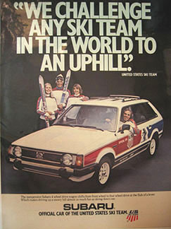 Subaru Offical Ski Team advertising from 1980